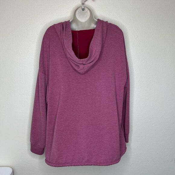 The Sweatshirt Project Hoodie Kangaroo Pocket Snap Neck Faded Red Berry Women 1X - Picture 5 of 10